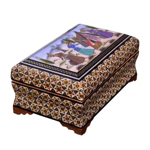 جعبه جواهرات خاتم کاری مدل بغل کاس طرح شادی کد BK-12