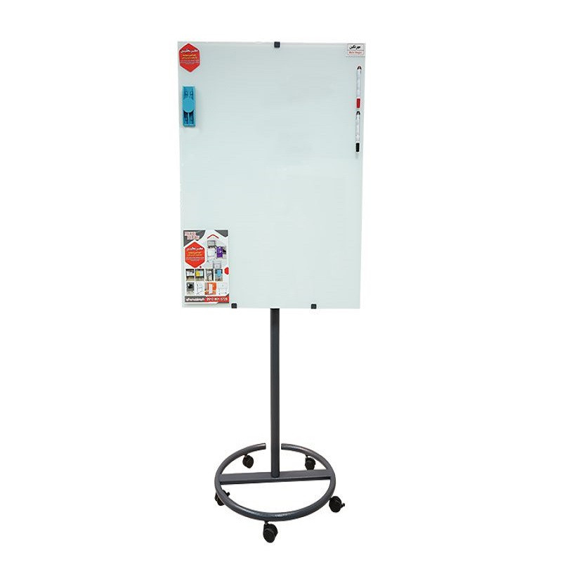 تخته وایت برد شیشه ای مدل G6830 سایز 70×90 سانتی متر به همراه پایه