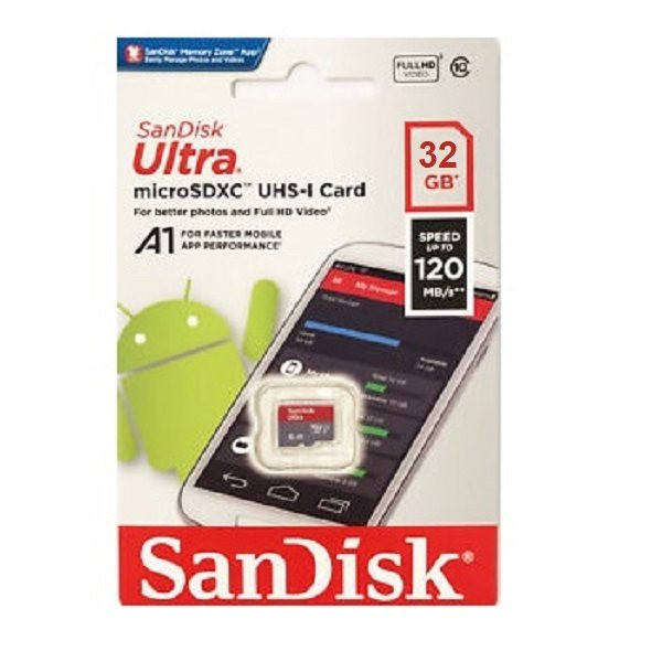 کارت حافظه microSDXC  مدل Ultra A1 کلاس 10 استاندارد UHS-I سرعت 120MBps ظرفیت 32 گیگابایت