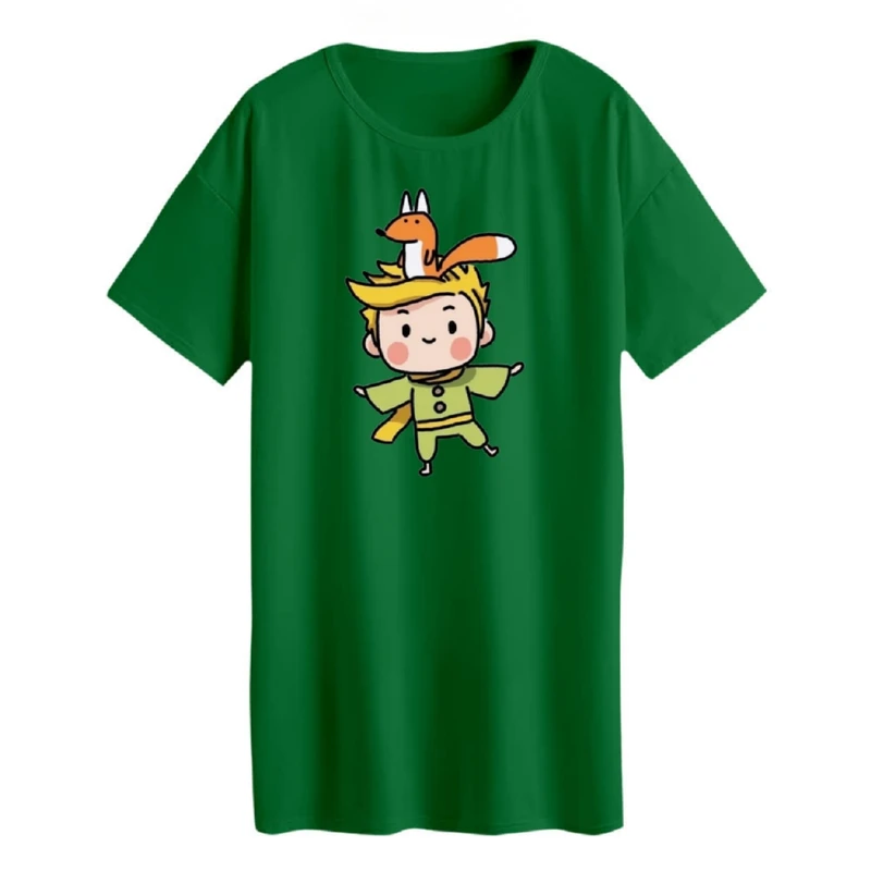 تی شرت لانگ زنانه مدل  شازده کوچولو و روباه