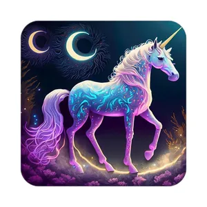 زیر لیوانی کاکتی طرح اسب تک شاخ و یونیکورن مدل mp31812