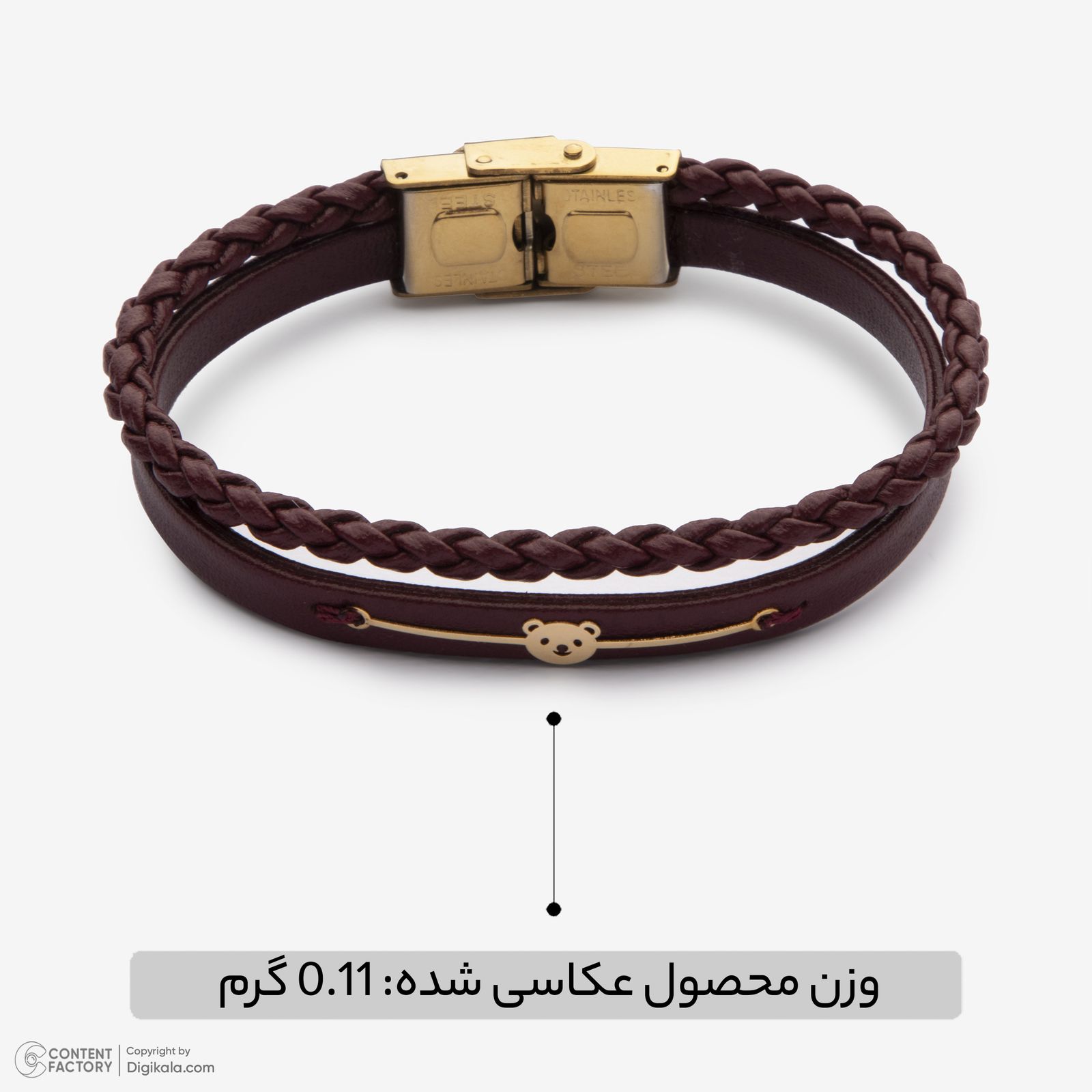 دستبند طلا 18 عیار زنانه با بند چرمی وی گالری مدل تدی کد LBB2385 -  - 7