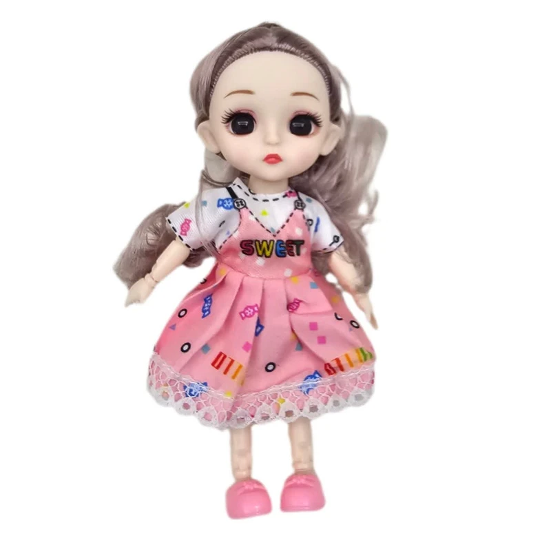 عروسک ناب سل مدل دختر چشم تیله ای مفصلی کد NAAB009 ارتفاع 16 سانتی متر