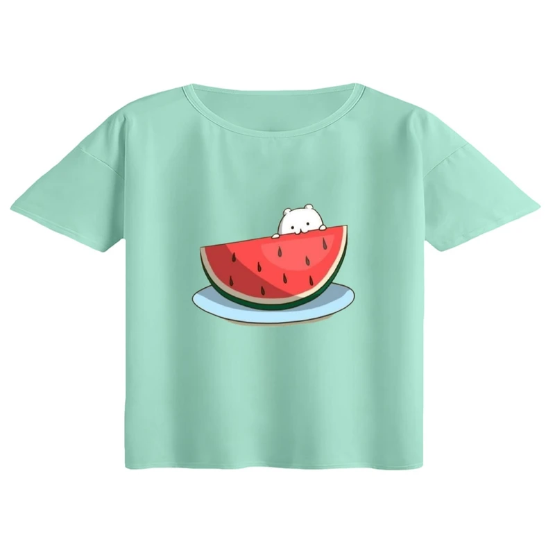 کراپ تی‌شرت آستین کوتاه زنانه مدل هندوانه یلدایی کد6