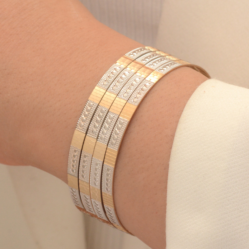 النگو طلا 18 عیار زنانه طلای مستجابی مدل اسپرلوس دو رنگ تراش کد N01