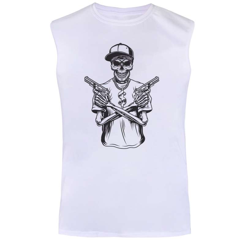 تاپ مردانه مدل اسکلت کد BA6 رنگ سفید