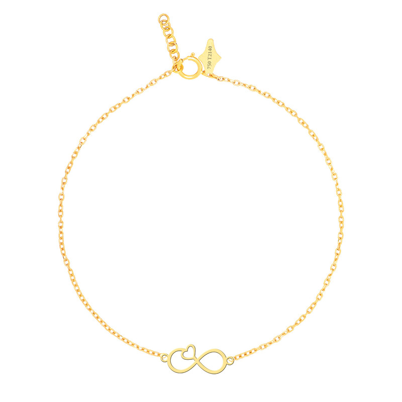 دستبند طلا 18 عیار زنانه کرابو طرح قلب بینهایت مدل Kr101961