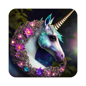 زیر لیوانی کاکتی طرح اسب تک شاخ و یونیکورن مدل mp31060