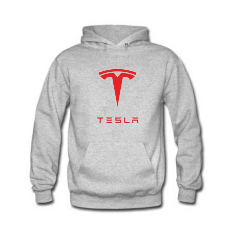 هودی مردانه طرح تسلا رنگ طوسی