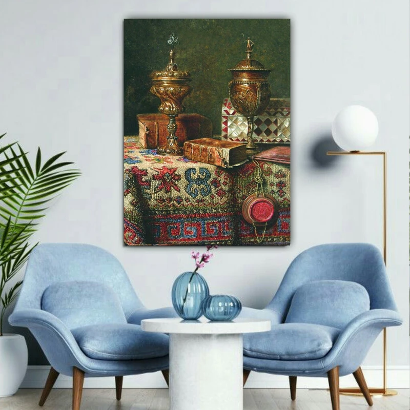 تابلو شاسی مدل نقاشی ظروف مسی قدیمی کد AR8775