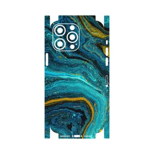 MAHOOT Turquoise marblewith golden streaks-FullSkin Cover Sticker for Apple iPhone 14 Pro Max