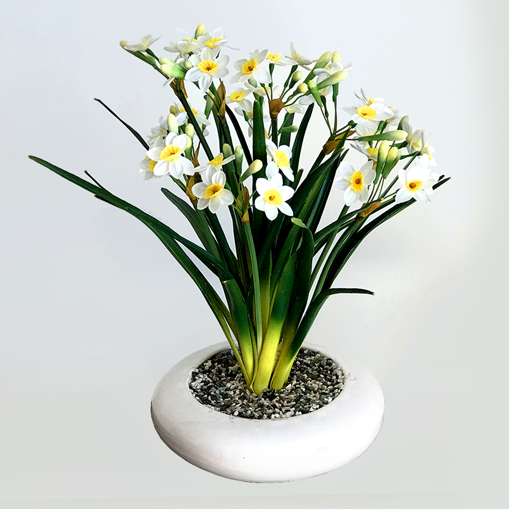 گلدان به همراه گل مصنوعی مدل نرگس 