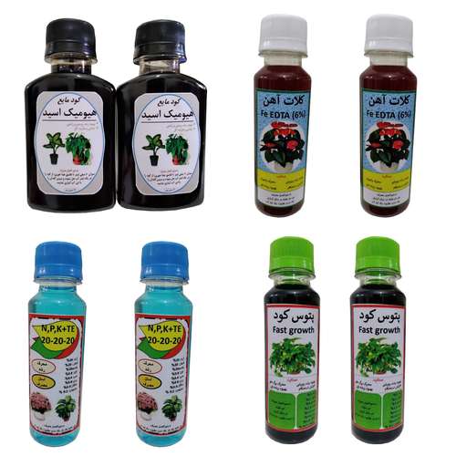 کود مایع پتوس و کلات آهن و سه بیست و هیومیک مدل A  حجم 120 میلی لیتر بسته 8 عددی