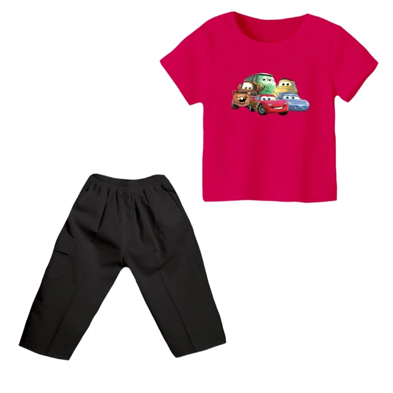 ست تی شرت و شلوارک پسرانه مدل ماشین ها کد ۳