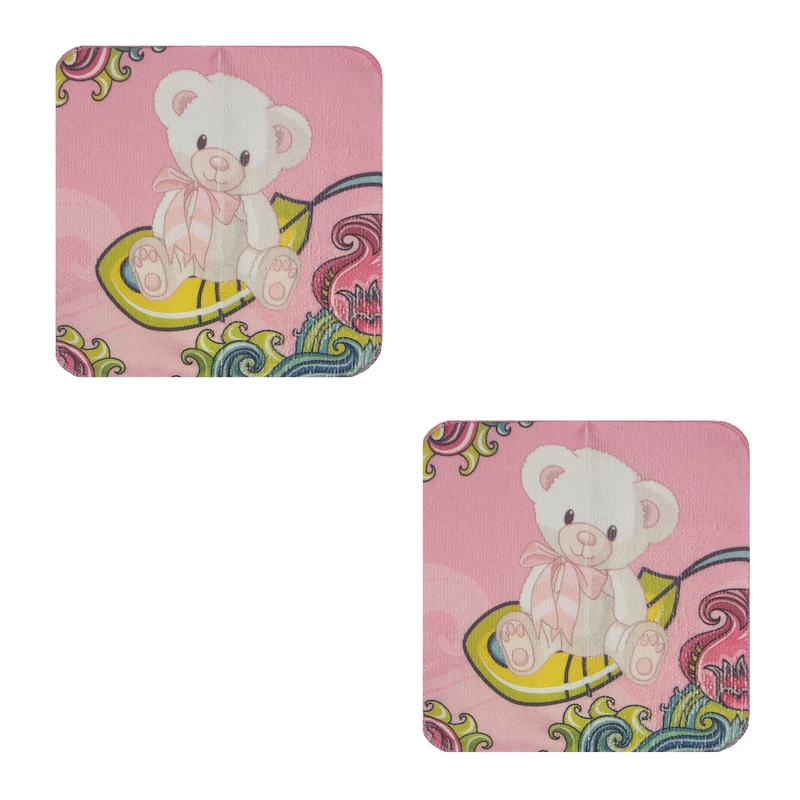 حوله دستی مدل دانش آموزی طرح خرس3  کد 007 سایز 20x20 سانتی متر بسته 2 عددی