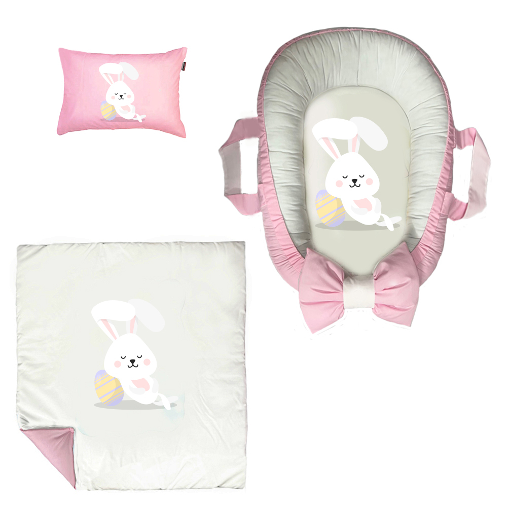 سرویس خواب سه تکه نوزاد مدل گارد محافظ دار طرح خرگوش کد 042