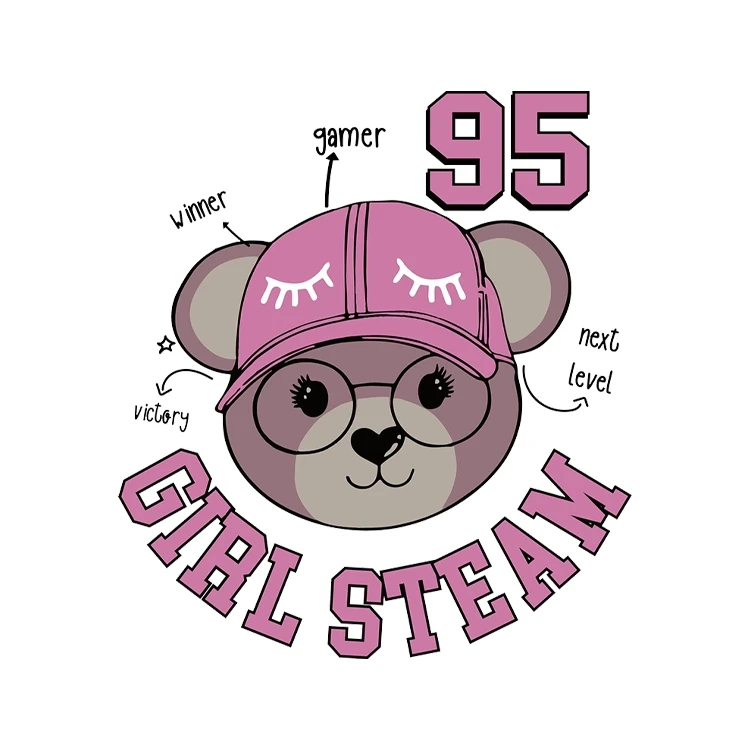 استیکر پارچه و لباس پاد آفرین مدل دخترانه خرسی کد 85