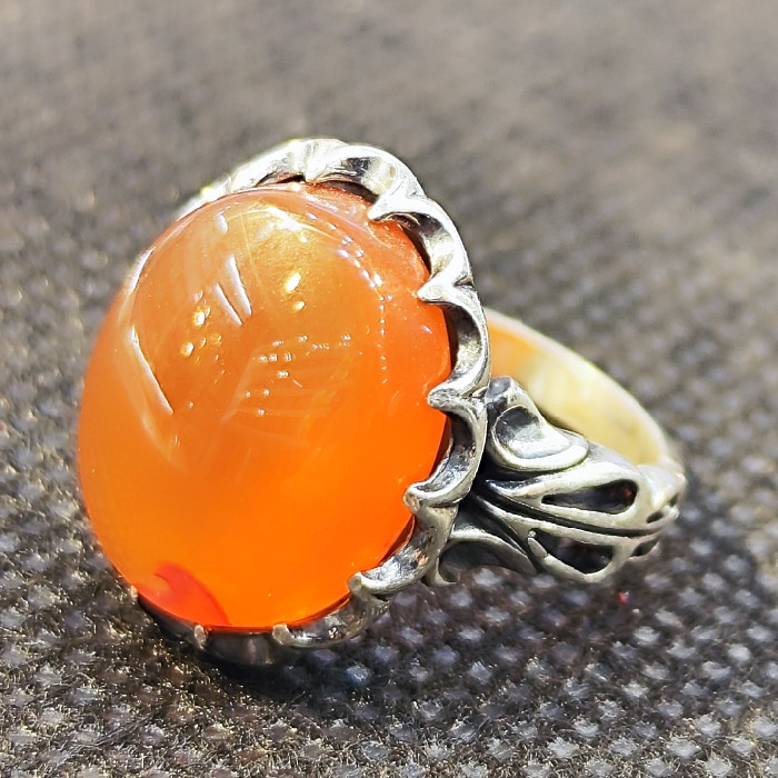 انگشتر نقره زنانه مدل سنگ عقیق یمنی کد 68