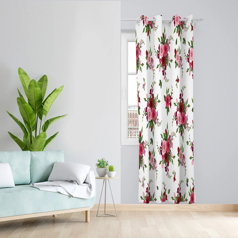 پرده طرح گل مدل مخمل پانچی کد 2073 z سایز 140x200 سانتی متر