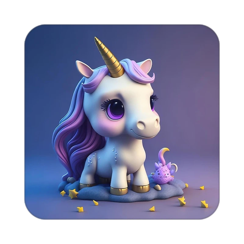 زیر لیوانی کاکتی طرح اسب تک شاخ و یونیکورن مدل mp33525