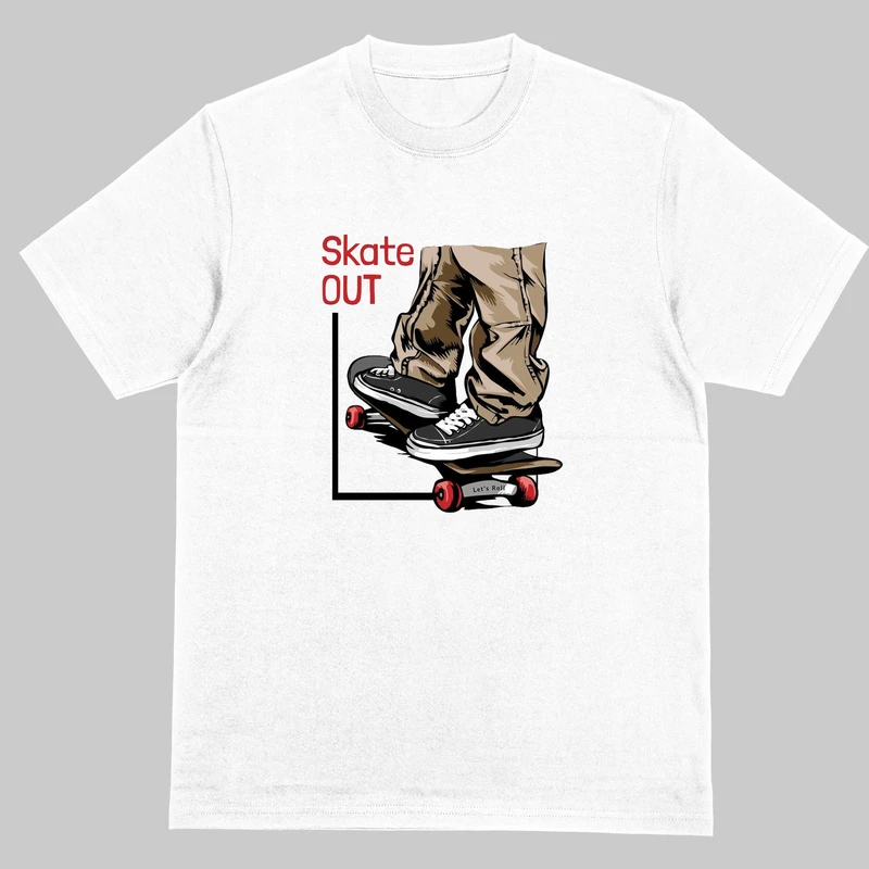 تی‌شرت آستین سه ربع مردانه مدل باکسی طرح اسکیت کد ex1