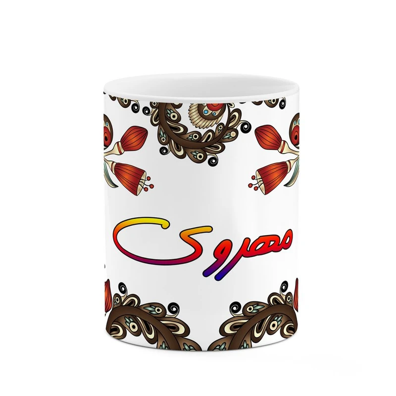 ماگ کاکتی مدل اسم مهروی طرح سنتی گل و بته کد mgh47782