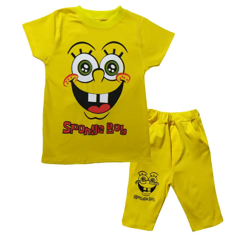 ست تی شرت و شلوارک بچگانه مدل باب اسفنجی کد B01