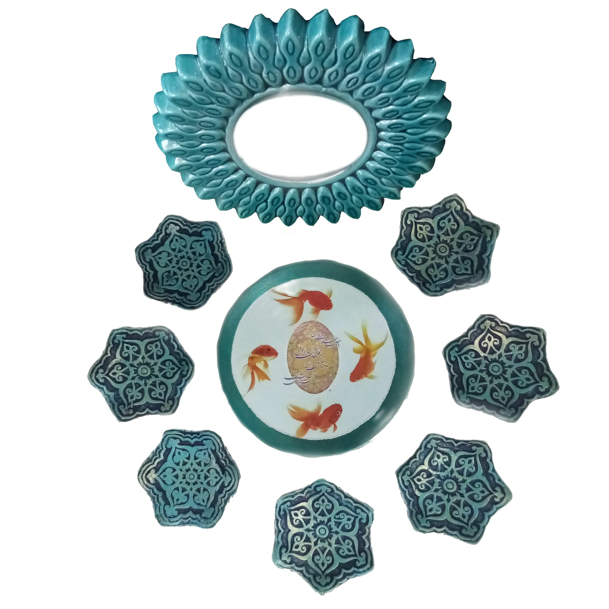 مجموعه ظروف هفت سین 9 پارچه طرح خورشید کد 33122