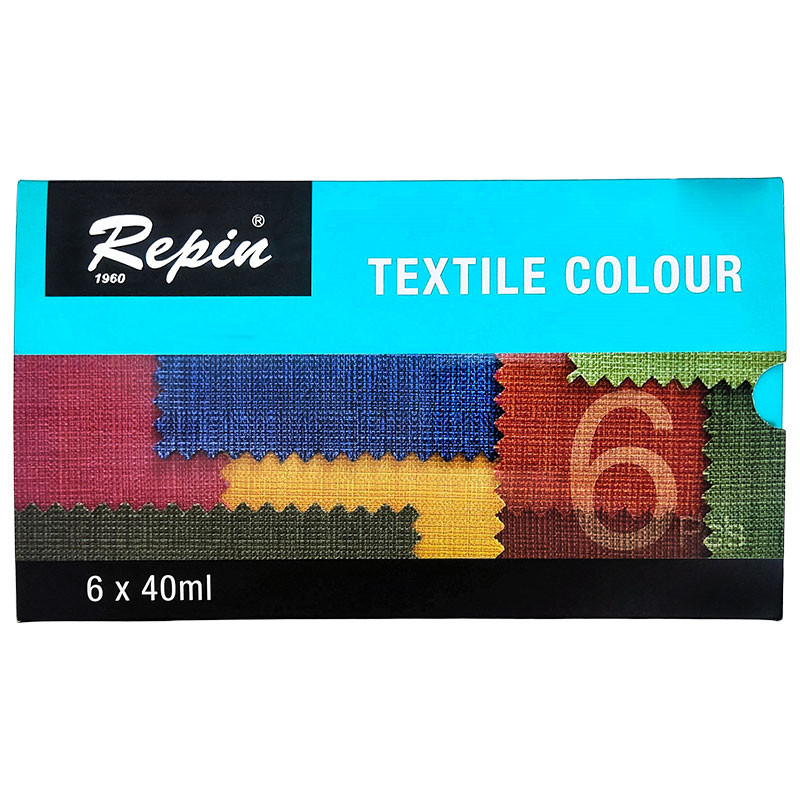 رنگ پارچه 6 رنگ رپین کد RTC6 حجم 40 میلی‌لیتر