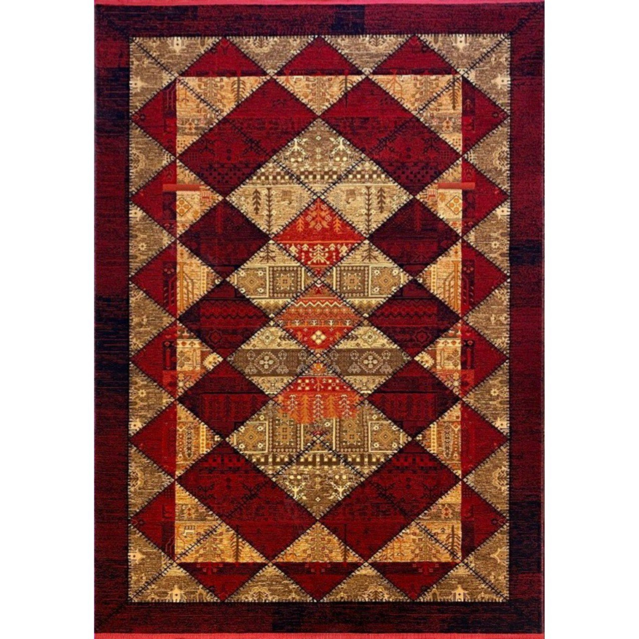 فرش ماشینی هیوا طرح بلوچ کد 429 زمینه لاکی