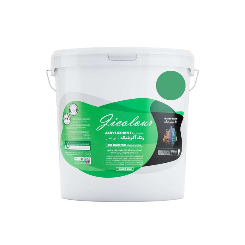 رنگ اکریلیک نمای داخل نیمه براق ژیکالر مدل سبز شبدری کد L-G002 حجم 500 میلی لیتر