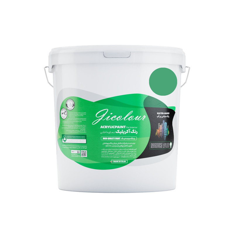 رنگ اکریلیک نمای داخل نیمه براق ژیکالر مدل سبز شبدری کد L-G002 حجم 500 میلی لیتر