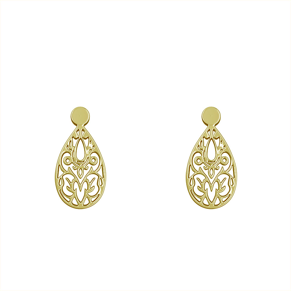 گوشواره طلا 18 عیار زنانه مدوپد مدل هندسی کد GA1-14030