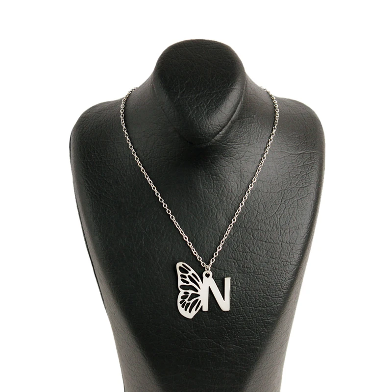 گردنبند زنانه گلسو مدل پروانه و حرف N