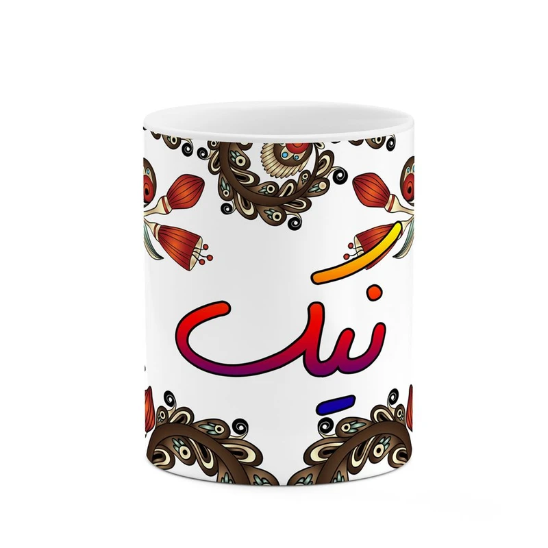 ماگ کاکتی مدل اسم نیک طرح سنتی گل و بته کد mgh48143