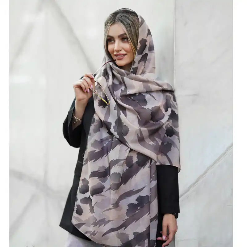 شال زنانه مدل نخی مزونی طرح پلنگی کد ana-1415-1