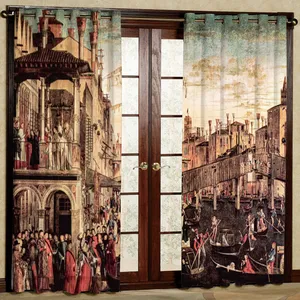 پرده مدل نقاشی شهر هازان پانچی کد 4332 سایز 140x200 سانتی متر