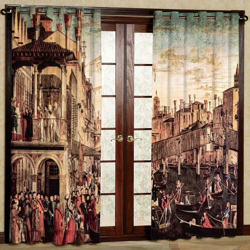 پرده مدل نقاشی شهر هازان پانچی کد 4332 سایز 140x200 سانتی متر