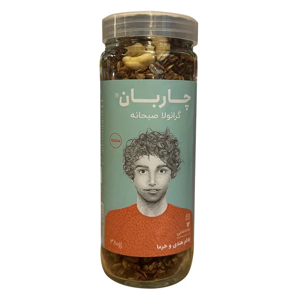 موسلی گرانولا بادام هندی و حبه خرما وگان چاربان - 380 گرم
