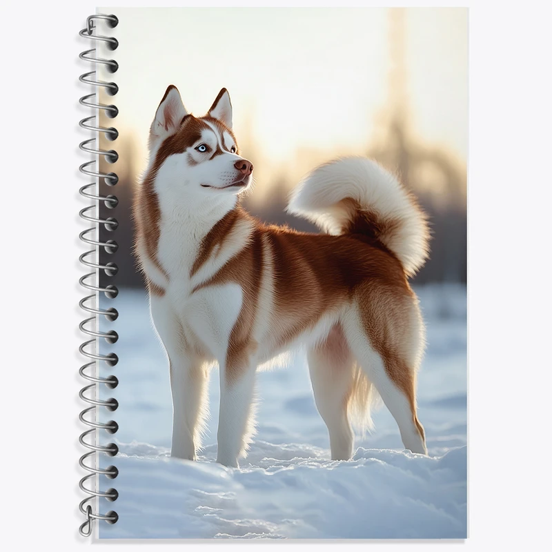 دفتر زبان 50 برگ خندالو مدل دو خط طرح سگ هاسکی کد F5313