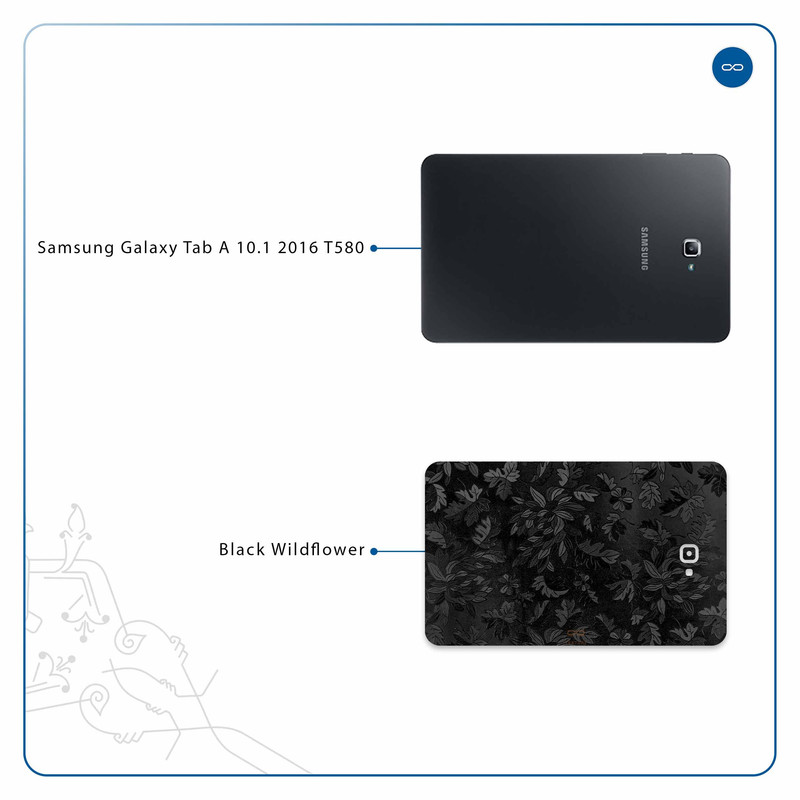 برچسب پوششی ماهوت مدل Black-Wildflower مناسب برای تبلت سامسونگ Galaxy Tab A 10.1 2016 T580
