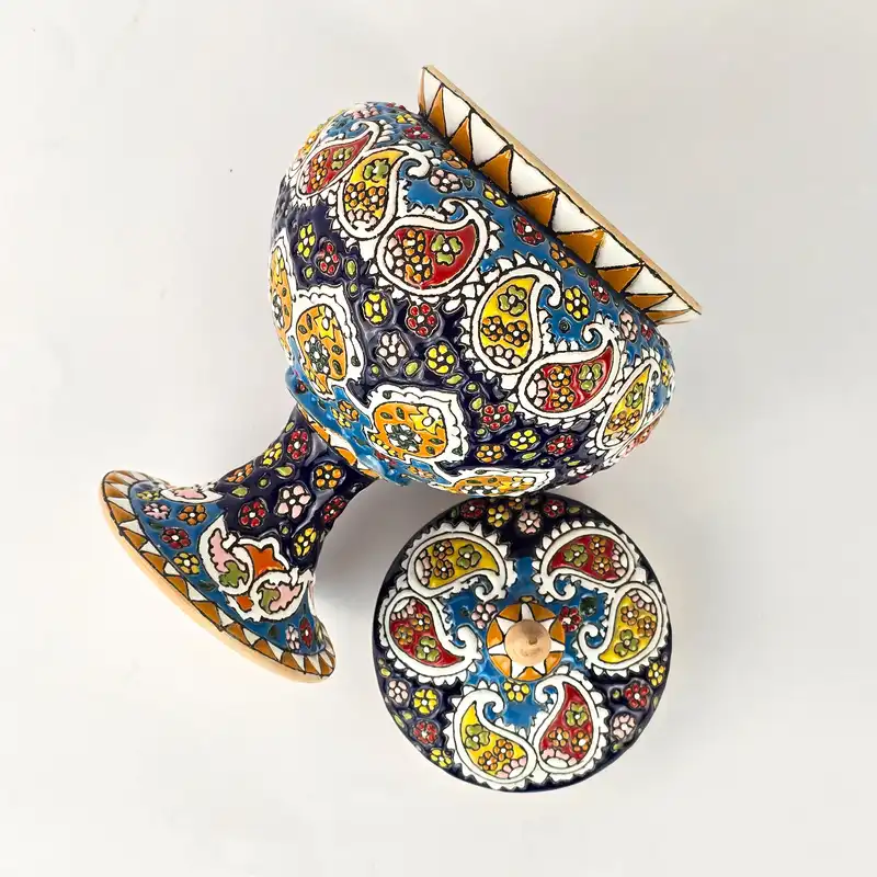 شکلات خوری مینا کاری مدل پایه دار کد Sh25