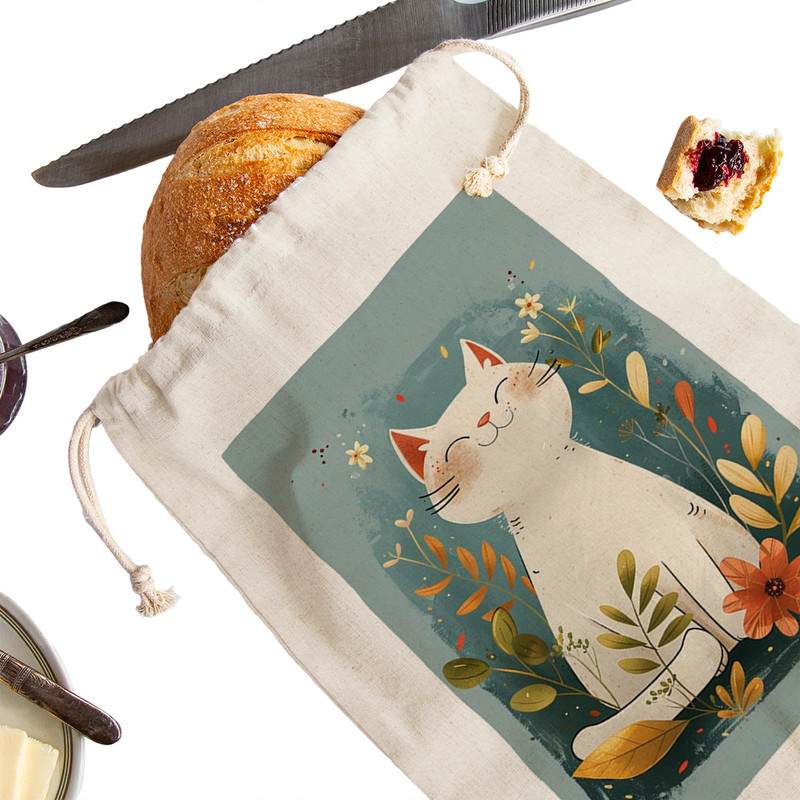 کیسه نان و سبزی ترمه طراحان ایده مدل گربه خوشحال کد strm1070 - M