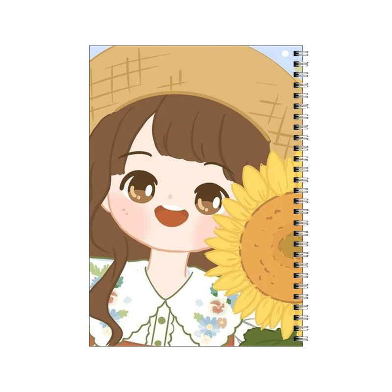 دفتر مشق 50 برگ بامبیلیپ طرح دختر چشم عسلی و گل آفتابگردان کد 9898069