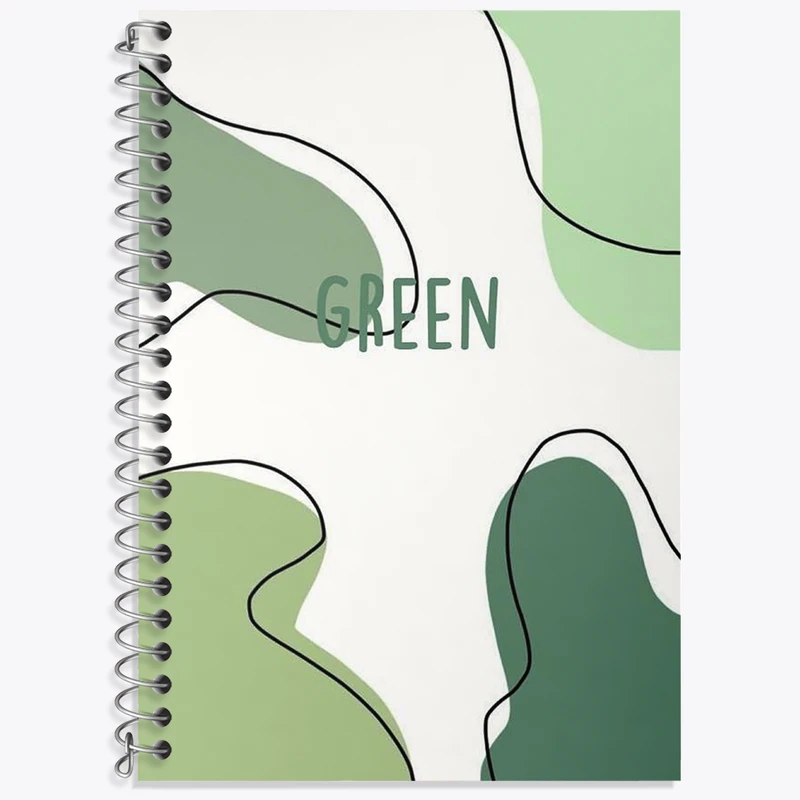 دفتر زبان 50 برگ خندالو مدل سه خط طرح مینیمال سبز کد N2755