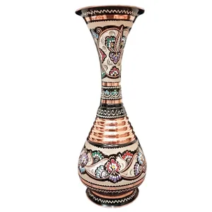 گلدان میناکاری مسی مدل شکم دار کد 148