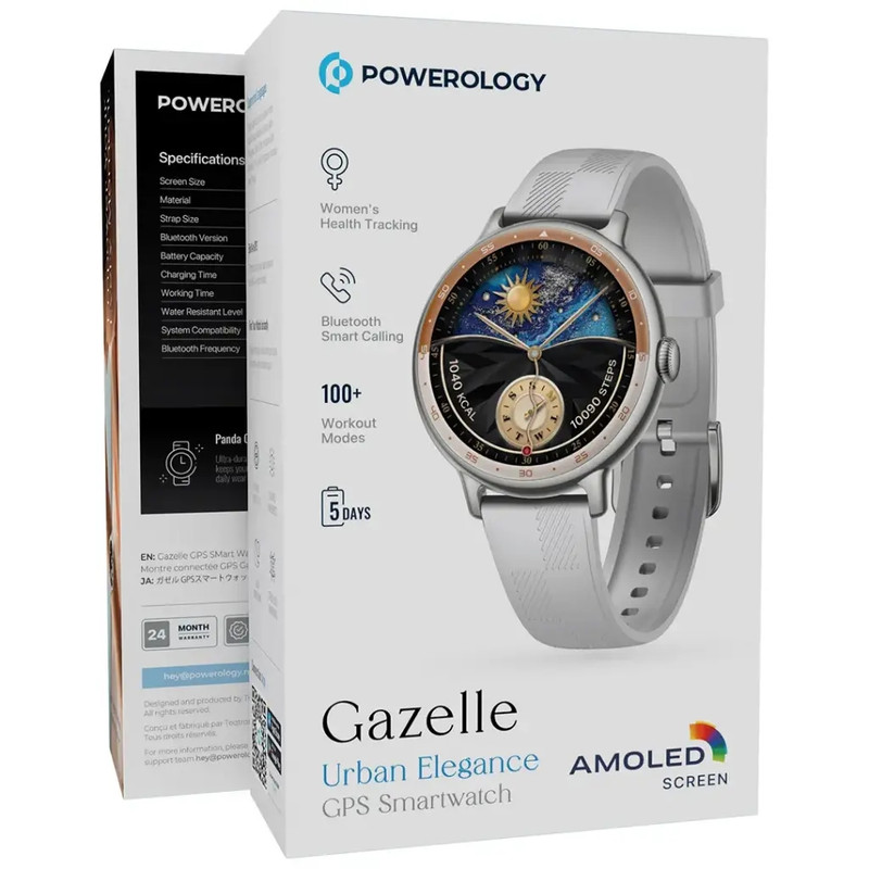 ساعت هوشمند ۱/۱۹ اینچی پاورولوجی مدل Gazelle PSWGBT60GY با بند سیلیکونی 