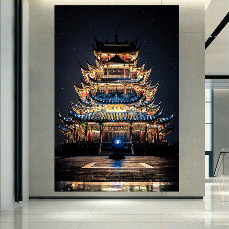 استیکر طرح معماری مدل معبد لانگما پاگودا شانگهای چین کد AR1255