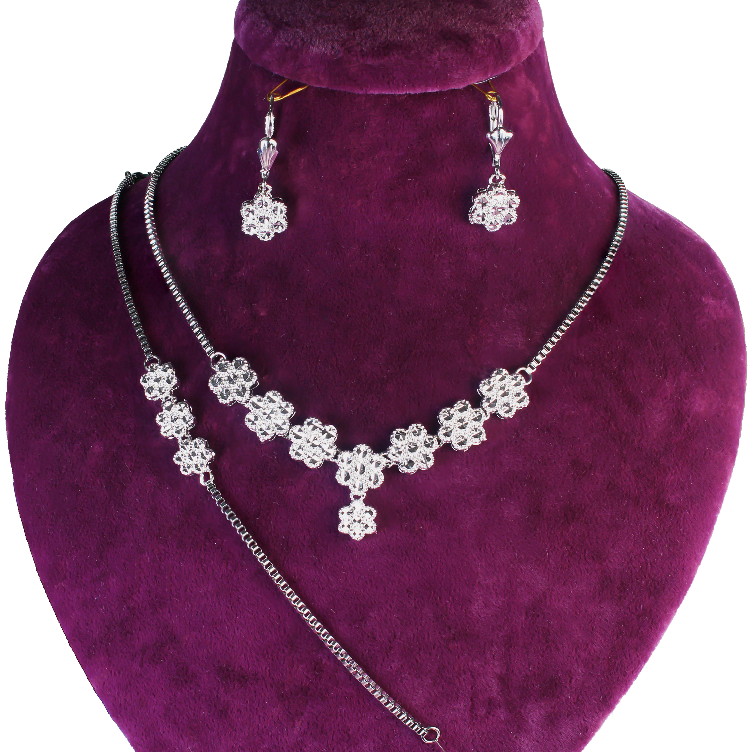 نیم ست زنانه جواهری میکا طرح گل کد 0240004