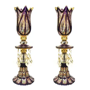 شمعدان مدل ترمه لاله مناسب برای شمع استوانه ای مجموعه 2 عددی